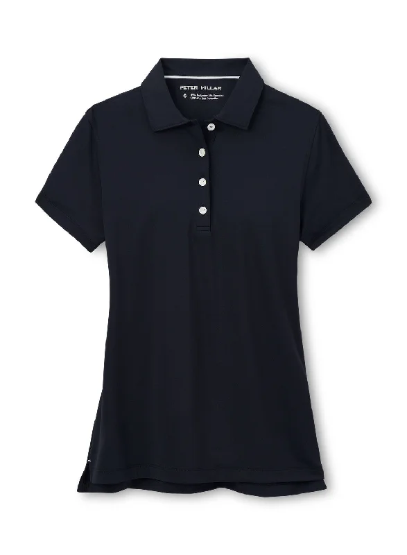 Peter Millar Women's Short Sleeve Button Polo Top - Black*Lounge Short Sleeve Tops