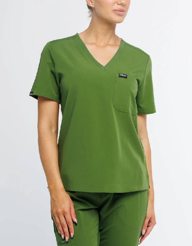 VNeckTopCanyonEssential One Pocket V Neck Scrub Top - Fern Green