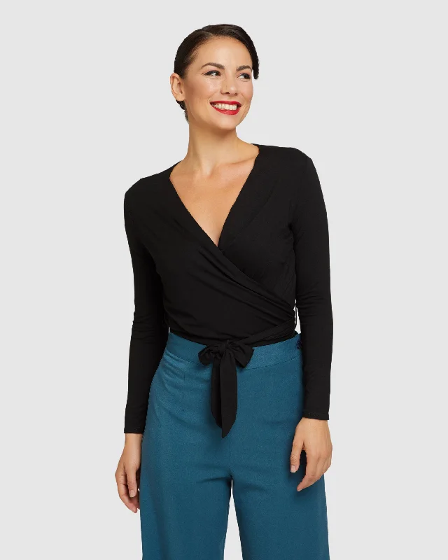 Lillian Wrap Top   Black