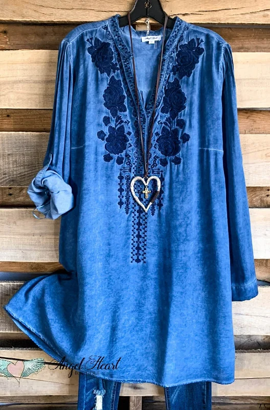 Floral DressAHB EXCLUSIVE: Here When You Need Me Dress - Denim Blue - 100% COTTON